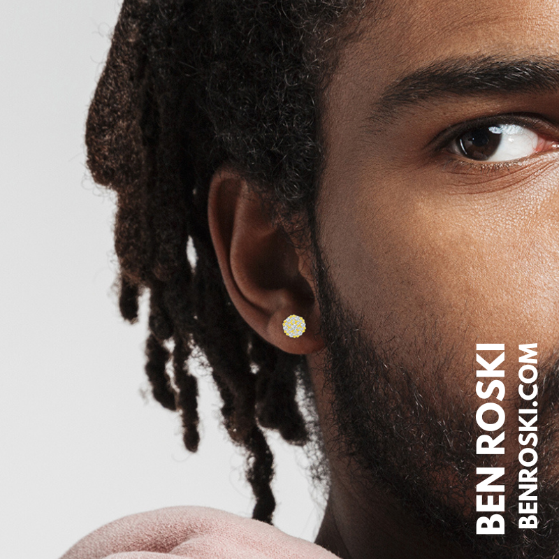 Round Cluster Stud Earrings Sterling Silver, Gold & Rose Gold | VVS Moissanite | GRA Certified