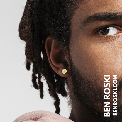 Round Cluster Stud Earrings Sterling Silver, Gold & Rose Gold | VVS Moissanite | GRA Certified