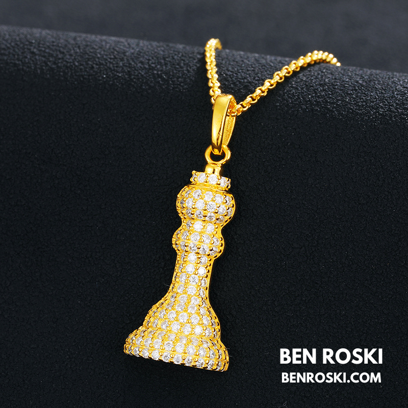 Moissanite Chess Piece Pendant Sterling Silver, Gold, or Rose Gold | VVS1 Moissanite | GRA Certified