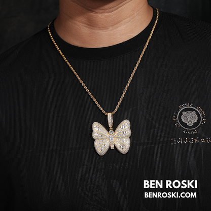 Butterfly Pendant Sterling Silver or Gold / Rose Gold Plated | VVS Moissanite | GRA Certified