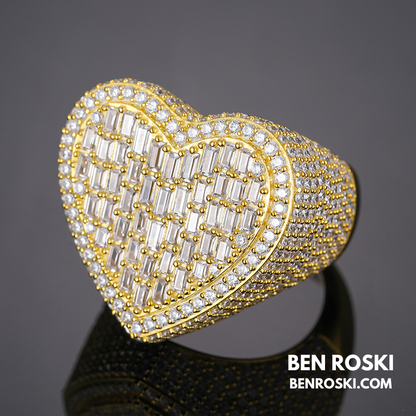 Heart Baguette Moissanite Ring Sterling Silver, Gold Plated or Rose Gold | GRA Certified