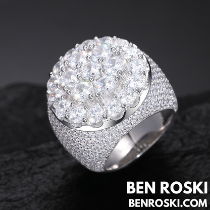 Iced Moissanite Cluster Ring Sterling Silver | VVS1 Moissanite | GRA Certified | Gold & Rose Gold Available