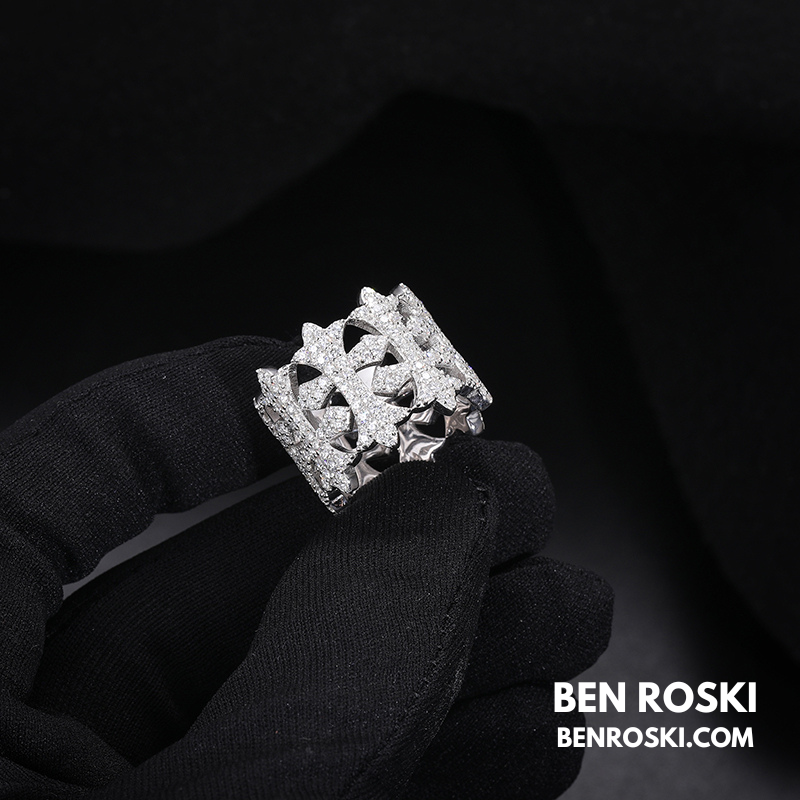 Fleur-de-Lis Moissanite Ring Sterling Silver, Gold & Rose Gold | VVS Moissanite | GRA Certified