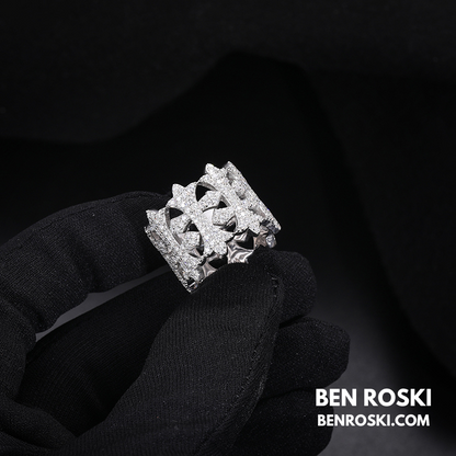 Fleur-de-Lis Moissanite Ring Sterling Silver, Gold & Rose Gold | VVS Moissanite | GRA Certified