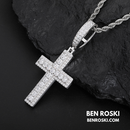 Moissanite Cross Pendant Sterling Silver, Gold & Rose Gold | VVS Moissanite | GRA Certified