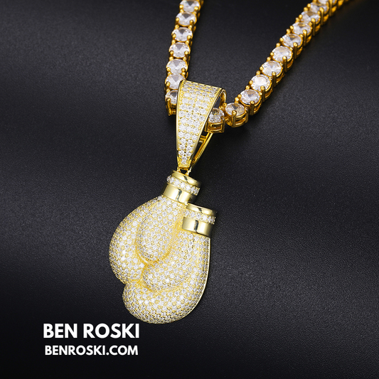 Boxing Gloves Pendant Sterling Silver, Gold & Rose Gold | VVS Moissanite | GRA Certified
