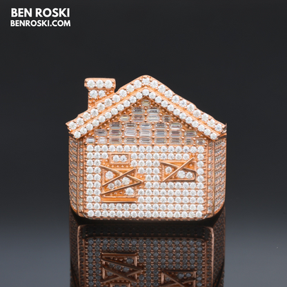 Iced-Out Roman Numeral Mansion Ring Sterling Silver or Gold/Rose Gold Plated | VVS Moissanite | GRA Certified