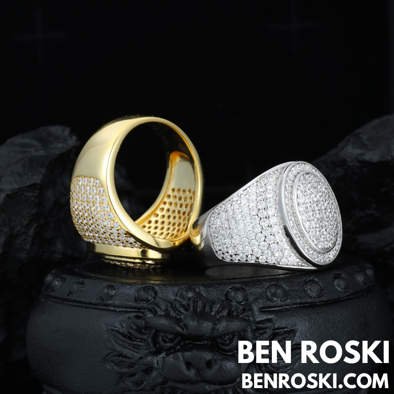 Round Micro-Pavé Moissanite Ring Sterling Silver, Gold & Rose Gold | VVS Moissanite | GRA Certified