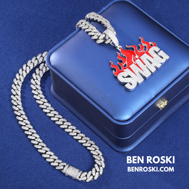 SWAG Flame Pendant Sterling Silver or Gold/Rose Gold Plated | VVS Moissanite | GRA Certified