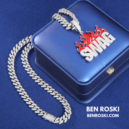 SWAG Flame Pendant Sterling Silver or Gold/Rose Gold Plated | VVS Moissanite | GRA Certified