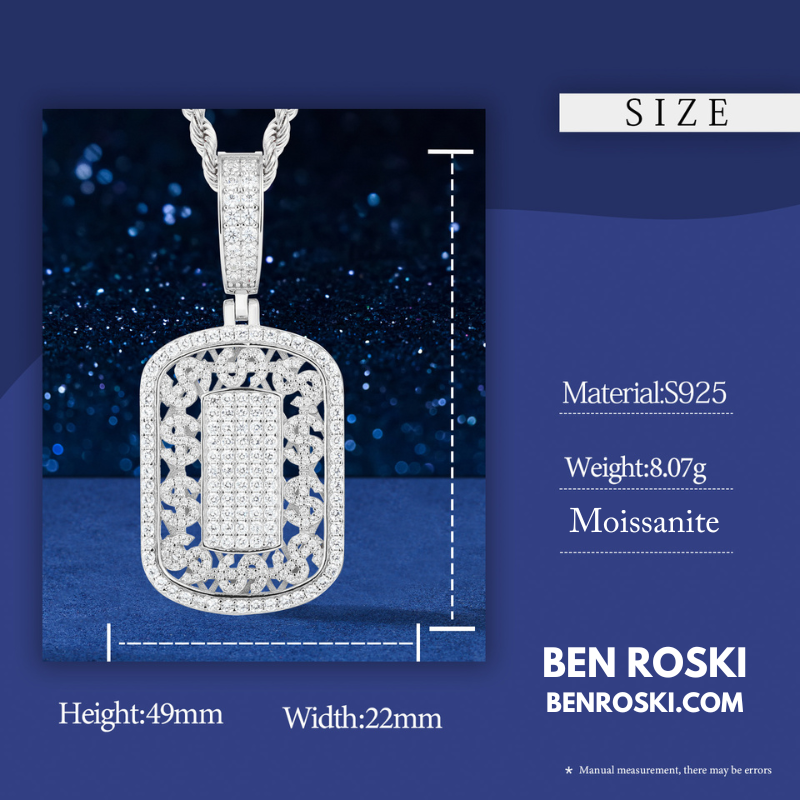 Iced Cuban Frame Pendant Sterling Silver or Gold / Rose Gold Plated | VVS Moissanite | GRA Certified