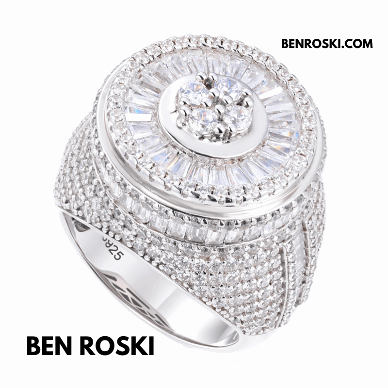 Round Baguette Cluster Ring – 21MM Width | VVS1 Moissanite | GRA Certified