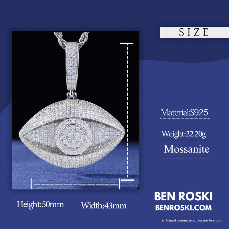 Eye Pendant – 50MM Height | VVS1 Moissanite | GRA Certified