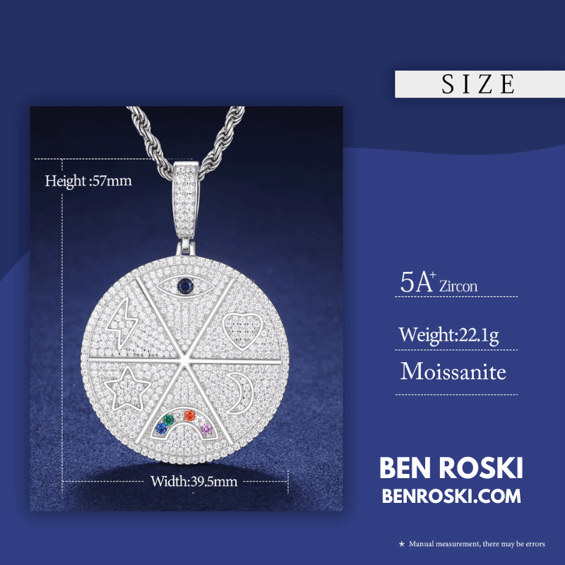 Celestial Round Pendant – 57MM Height | VVS1 Moissanite | GRA Certified