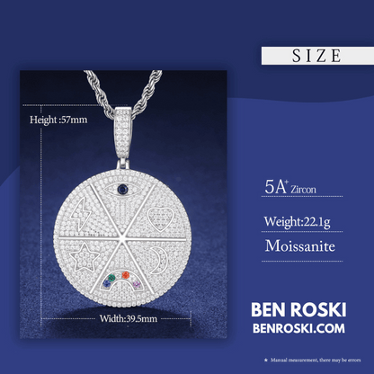 Celestial Round Pendant – 57MM Height | VVS1 Moissanite | GRA Certified