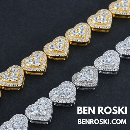 8MM Heart Moissanite Bracelet Sterling Silver, Gold, or Rose Gold | GRA Certified