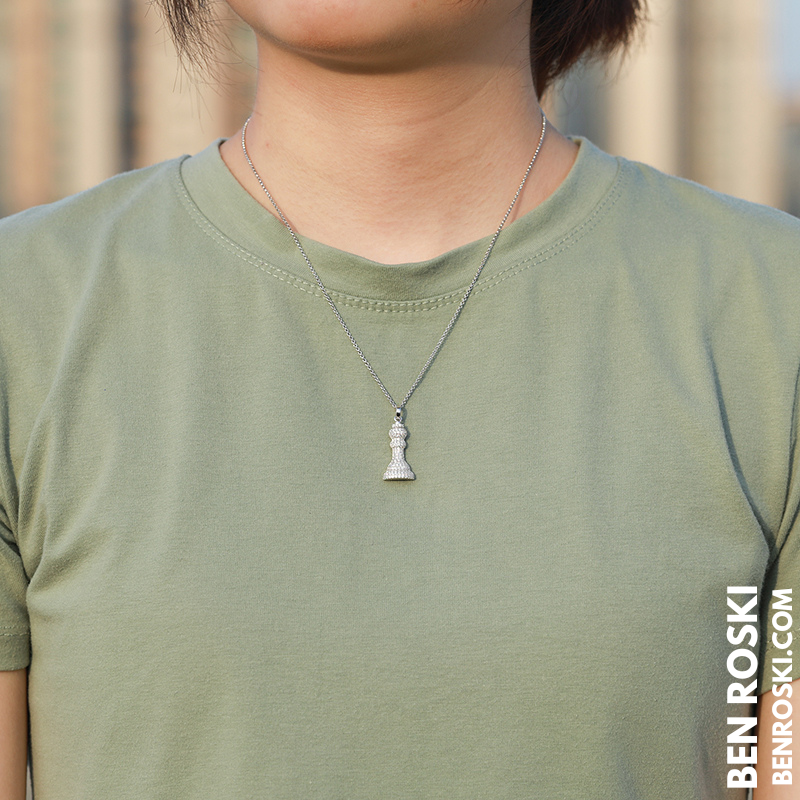 Moissanite Chess Piece Pendant Sterling Silver, Gold, or Rose Gold | VVS1 Moissanite | GRA Certified