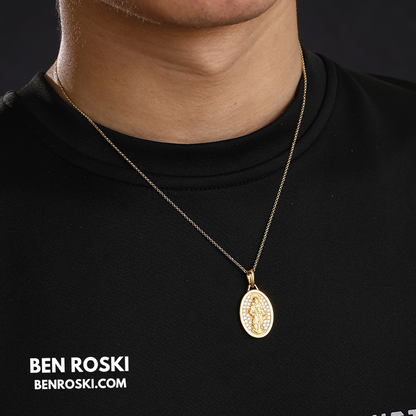 Saint Religious Oval Pendant Sterling Silver, Gold & Rose Gold | VVS Moissanite | GRA Certified