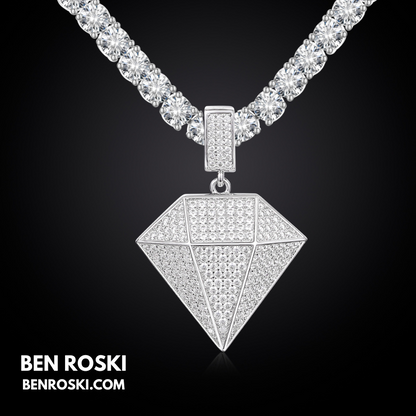 Diamond Shape Moissanite Pendant Sterling Silver, Gold / Rose Gold Plated | GRA Certified