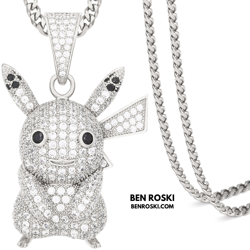Iced-Out Pikachu Moissanite Pendant – Sterling Silver | Gold, Silver & Rose Gold | GRA Certified