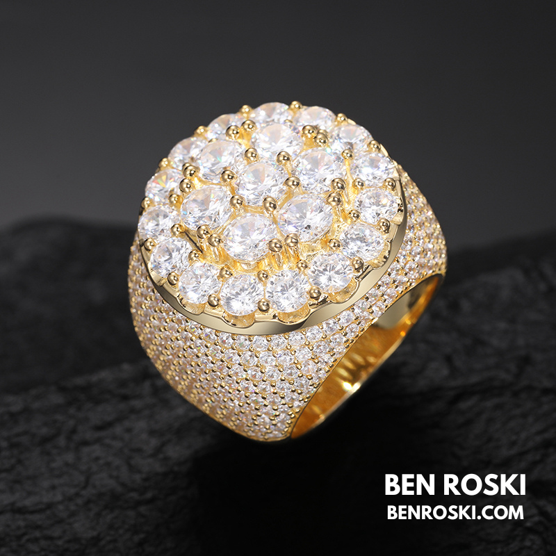 Iced Moissanite Cluster Ring Sterling Silver | VVS1 Moissanite | GRA Certified | Gold & Rose Gold Available