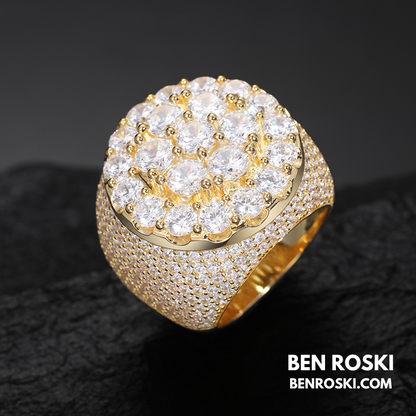 Iced Moissanite Cluster Ring Sterling Silver | VVS1 Moissanite | GRA Certified | Gold & Rose Gold Available