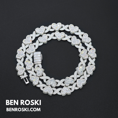 Heart Baguette Moissanite Necklace Sterling Silver, Gold & Rose Gold | GRA Certified