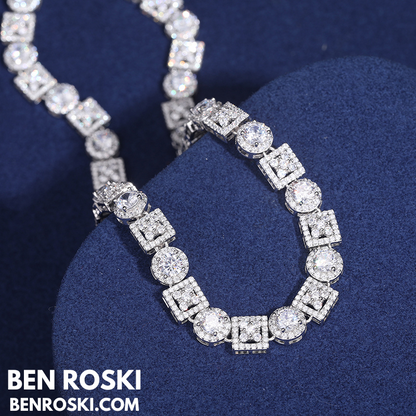 Moissanite Cluster Link Chain Sterling Silver | GRA Certified