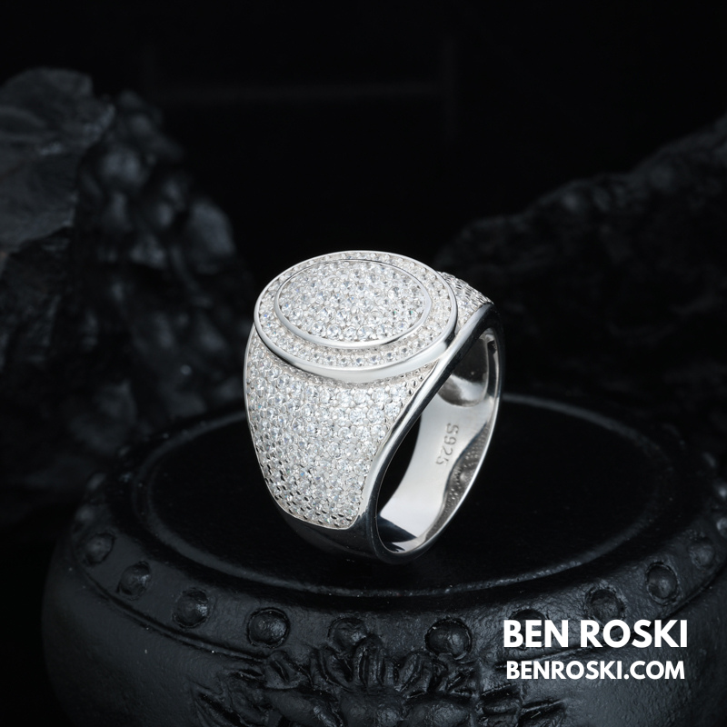 Round Micro-Pavé Moissanite Ring Sterling Silver, Gold & Rose Gold | VVS Moissanite | GRA Certified