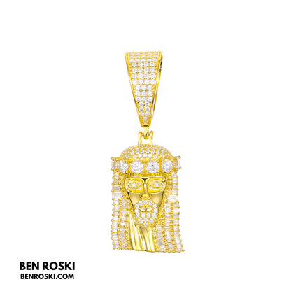 Jesus Face Moissanite Pendant Sterling Silver, Gold, or Rose Gold | VVS Moissanite | GRA Certified