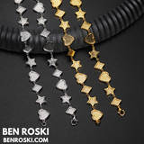 Heart, Star & Diamond Link Moissanite Necklace Sterling Silver, Gold & Rose Gold Options | GRA Certified