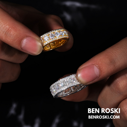 8MM Eternity Band Ring Sterling Silver, Gold & Rose Gold  | VVS Moissanite | GRA Certified |