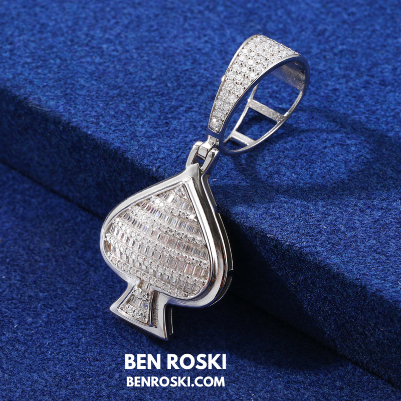 Spade Moissanite Pendant Sterling Silver, Gold, or Rose Gold | VVS Moissanite | GRA Certified