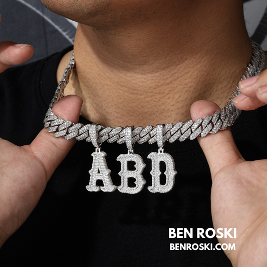 Iced-Out Moissanite Initial Pendant Sterling Silver | Gold, Silver & Rose Gold | VVS Moissanite | GRA Certified