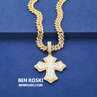 Moissanite Cross Pendant Sterling Silver or Gold & Rose Gold Plated | VVS Moissanite | GRA Certified