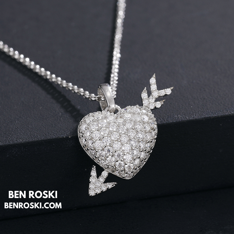 Heart Arrow Moissanite Pendant Sterling Silver, Gold & Rose Gold | VVS Moissanite | GRA Certified