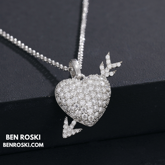 Heart Arrow Moissanite Pendant Sterling Silver, Gold & Rose Gold | VVS Moissanite | GRA Certified