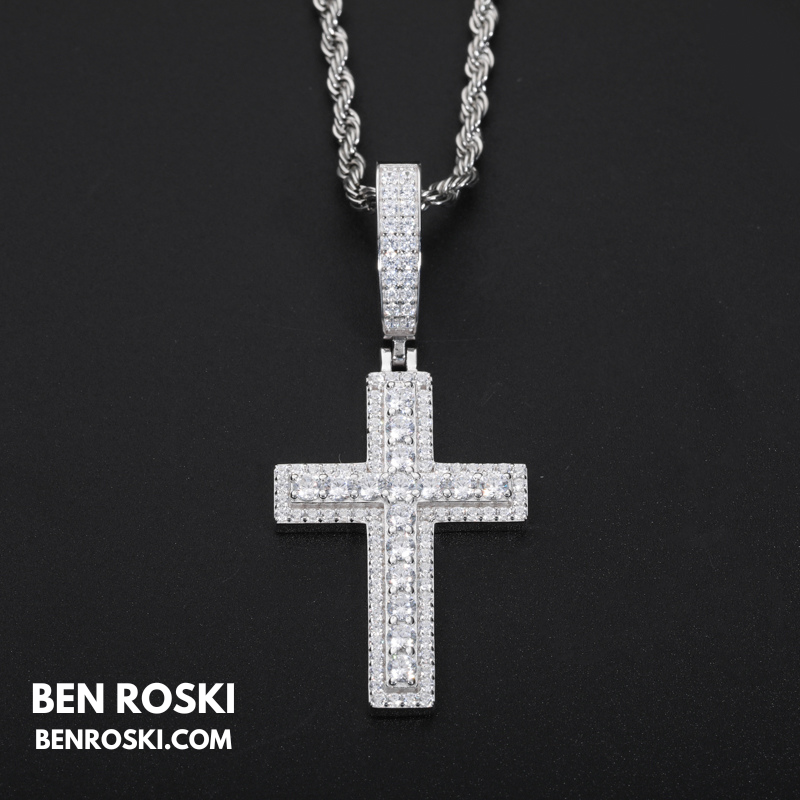 Moissanite Cross Pendant Sterling Silver, Gold & Rose Gold | VVS Moissanite | GRA Certified