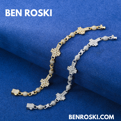 Moissanite Cross Link Bracelet Sterling Silver, Gold, or Rose Gold | VVS Moissanite | GRA Certified