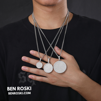 Round Cluster Moissanite Pendant Sterling Silver, Gold & Rose Gold | VVS Moissanite | GRA Certified