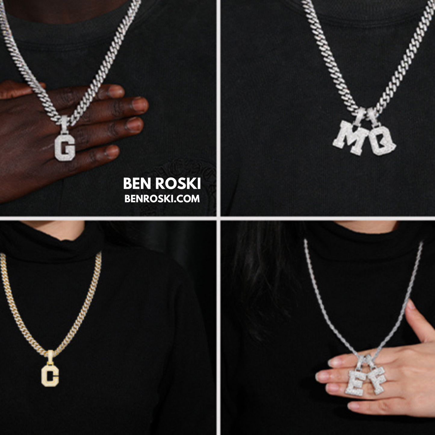 Moissanite Initial Letter Pendant Sterling Silver | Gold, Rose Gold & Silver Options | VVS Moissanite | GRA Certified