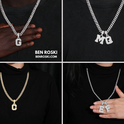 Moissanite Initial Letter Pendant Sterling Silver | Gold, Rose Gold & Silver Options | VVS Moissanite | GRA Certified