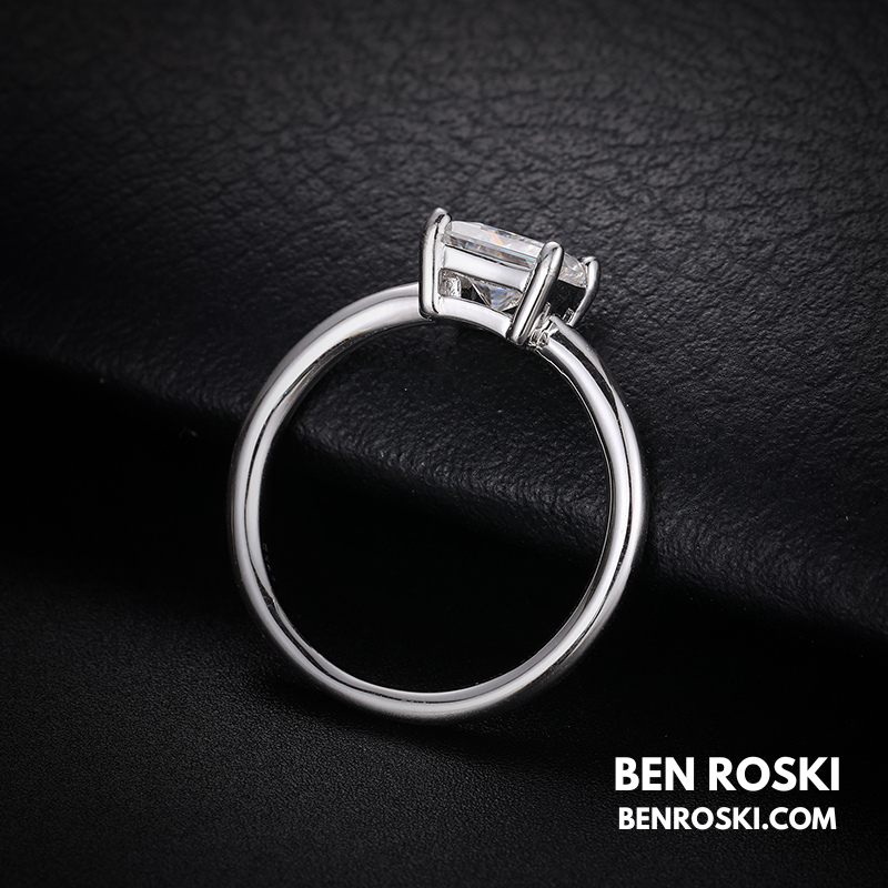 Princess Cut Moissanite Solitaire Ring Sterling Silver, Gold or Rose Gold | VVS Moissanite | GRA Certified