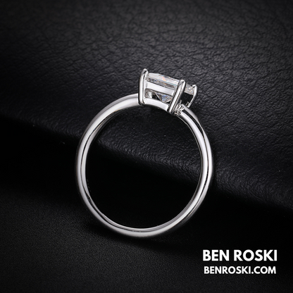 Princess Cut Moissanite Solitaire Ring Sterling Silver, Gold or Rose Gold | VVS Moissanite | GRA Certified