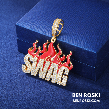 SWAG Flame Pendant Sterling Silver or Gold/Rose Gold Plated | VVS Moissanite | GRA Certified