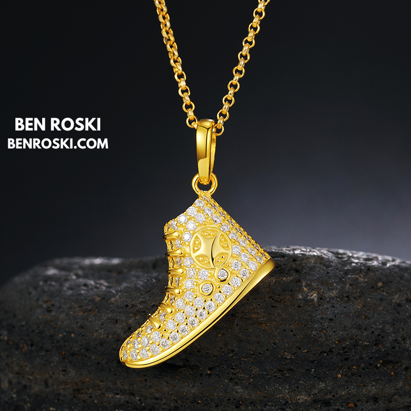 Sneaker Pendant Sterling Silver or Gold / Rose Gold Plated | VVS Moissanite | GRA Certified