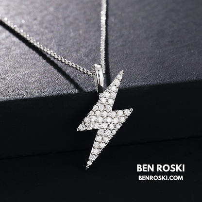 Lightning Bolt Moissanite Pendant | Sterling Silver, Gold & Rose Gold | GRA Certified