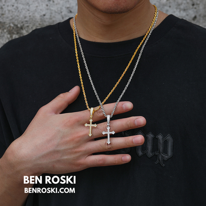 Moissanite Cross Pendant Sterling Silver or Gold/Rose Gold Plated | VVS1 Moissanite | GRA Certified