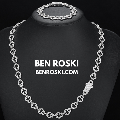 Moissanite Clover Link Bracelet Sterling Silver, Gold & Rose Gold | VVS Moissanite | GRA Certified