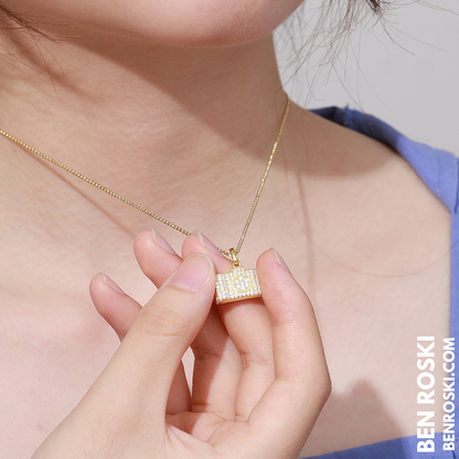 Camera Pendant Necklace Sterling Silver or Gold / Rose Gold Plated | VVS Moissanite | GRA Certified